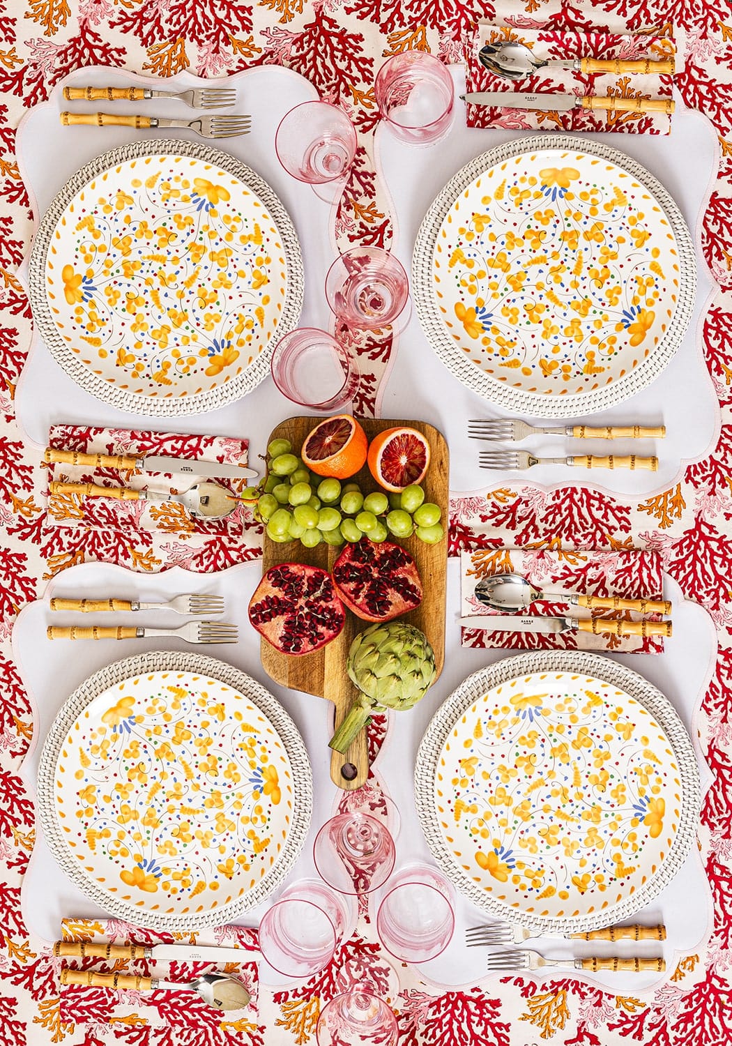 Harbour Island Round Rattan Charger Placemat White - Set of 4