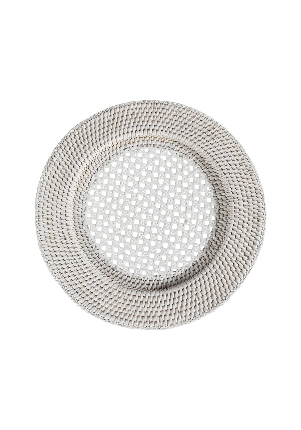 Harbour Island Round Rattan Charger Placemat White - Set of 4