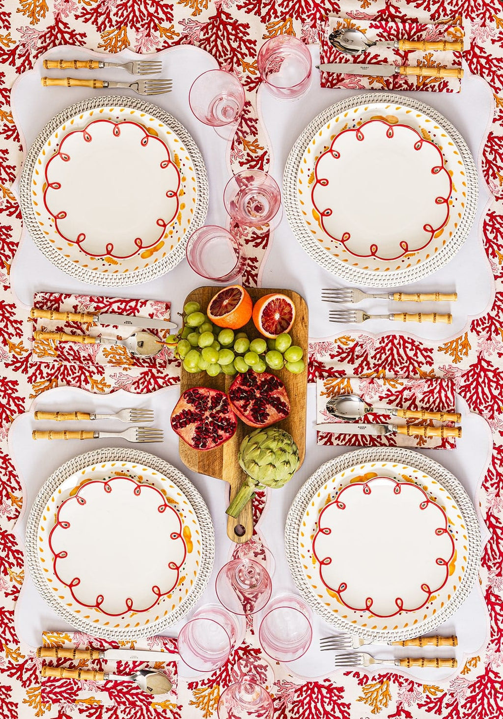 Harbour Island Round Rattan Charger Placemat White - Set of 4