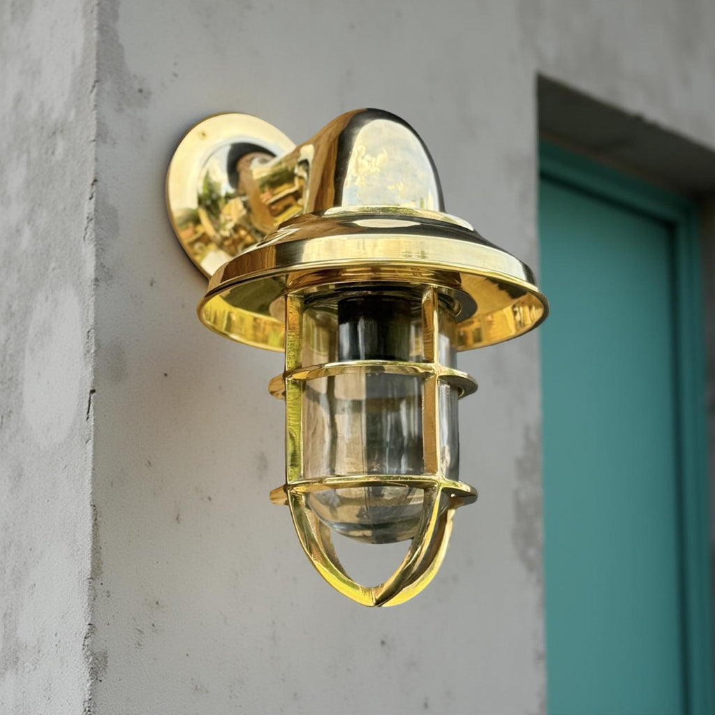 Wells - Solid Brass Bulkhead Outdoor & Bathroom Wall Light