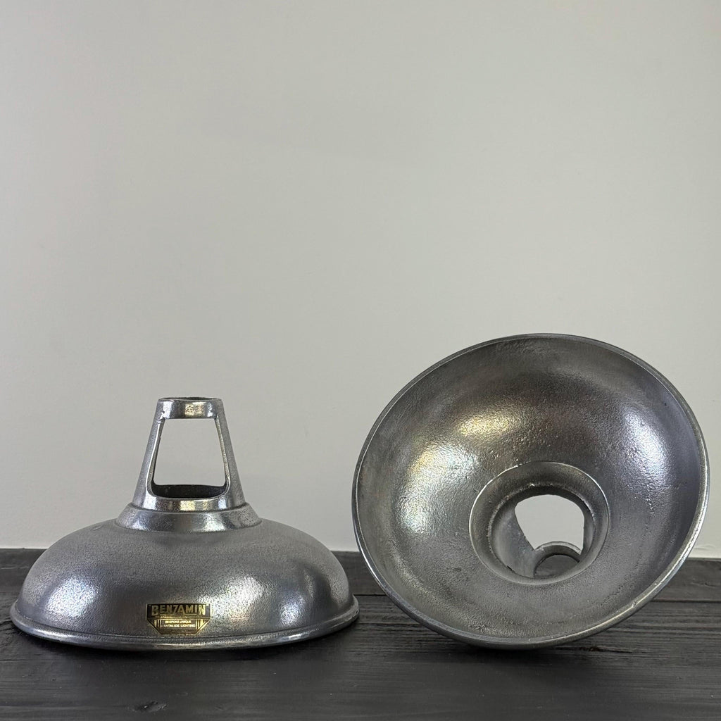 Cawston - Silver Solid Cast Aluminium Lampshade Pendant Set Light - 11 Inch