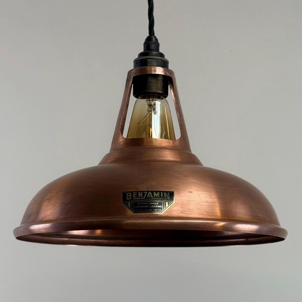 Cawston - Antique Copper Slotted Lampshade Pendant Ceiling Light - 11 Inch