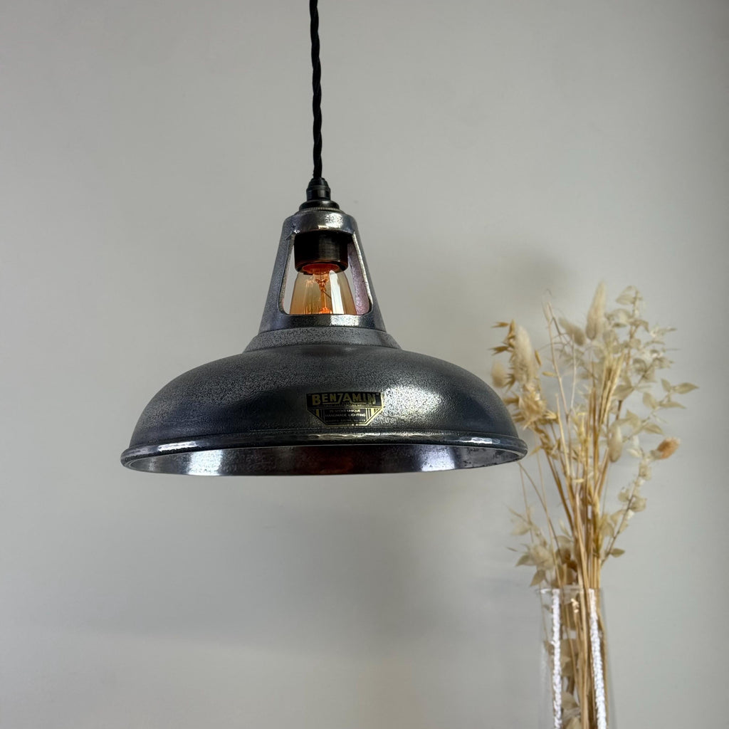 Cawston - Silver Solid Cast Aluminium Lampshade Pendant Set Light - 11 Inch