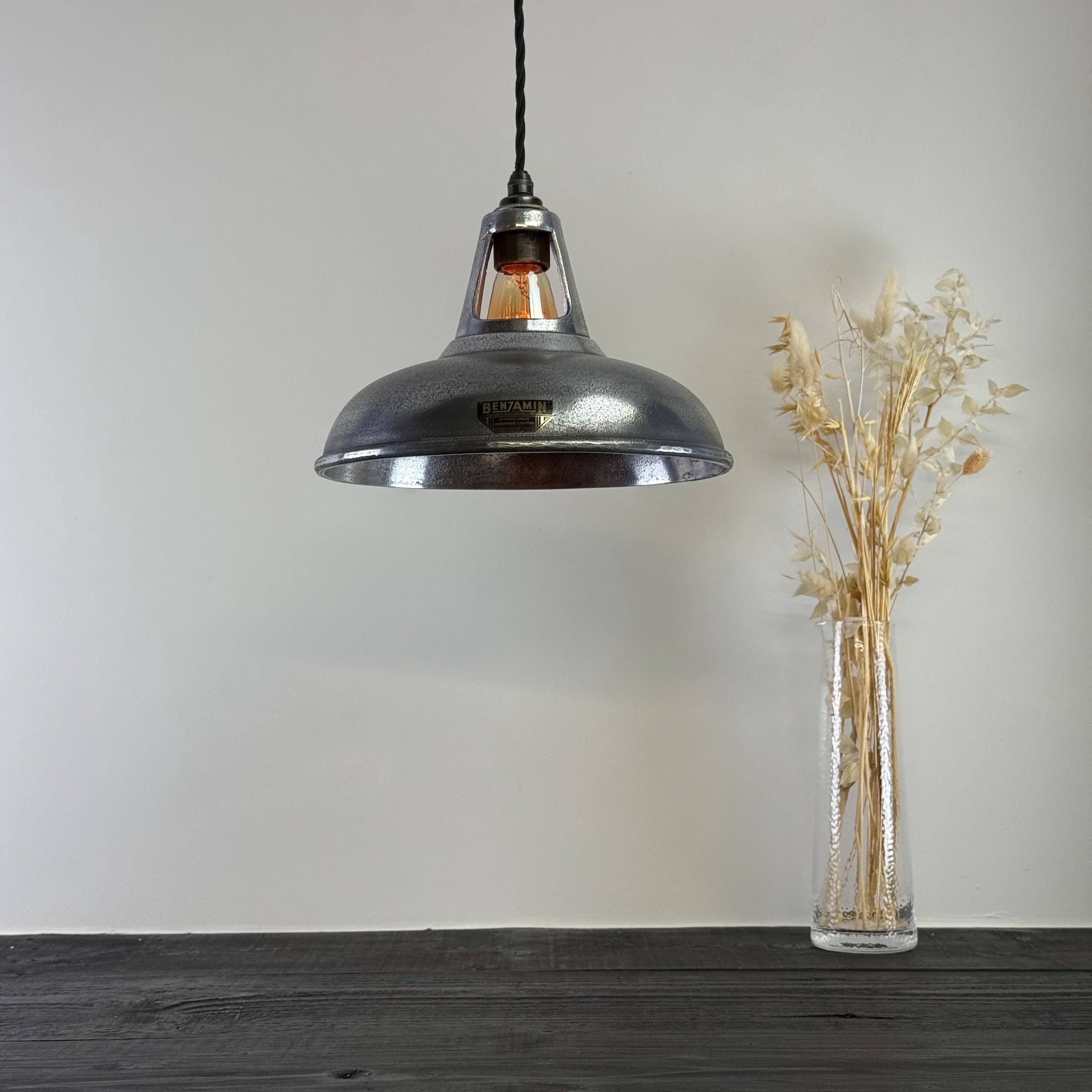 Cawston - Silver Solid Cast Aluminium Lampshade Pendant Set Light - 11 Inch