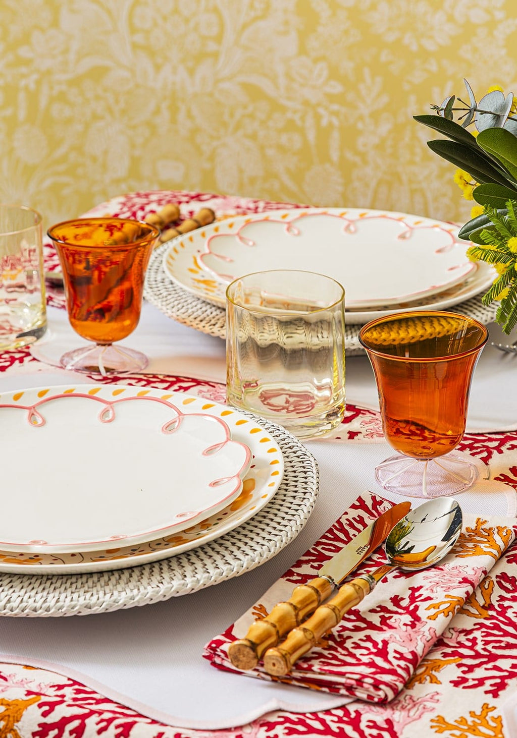 Whimsical Amber Glasses with Pink Base