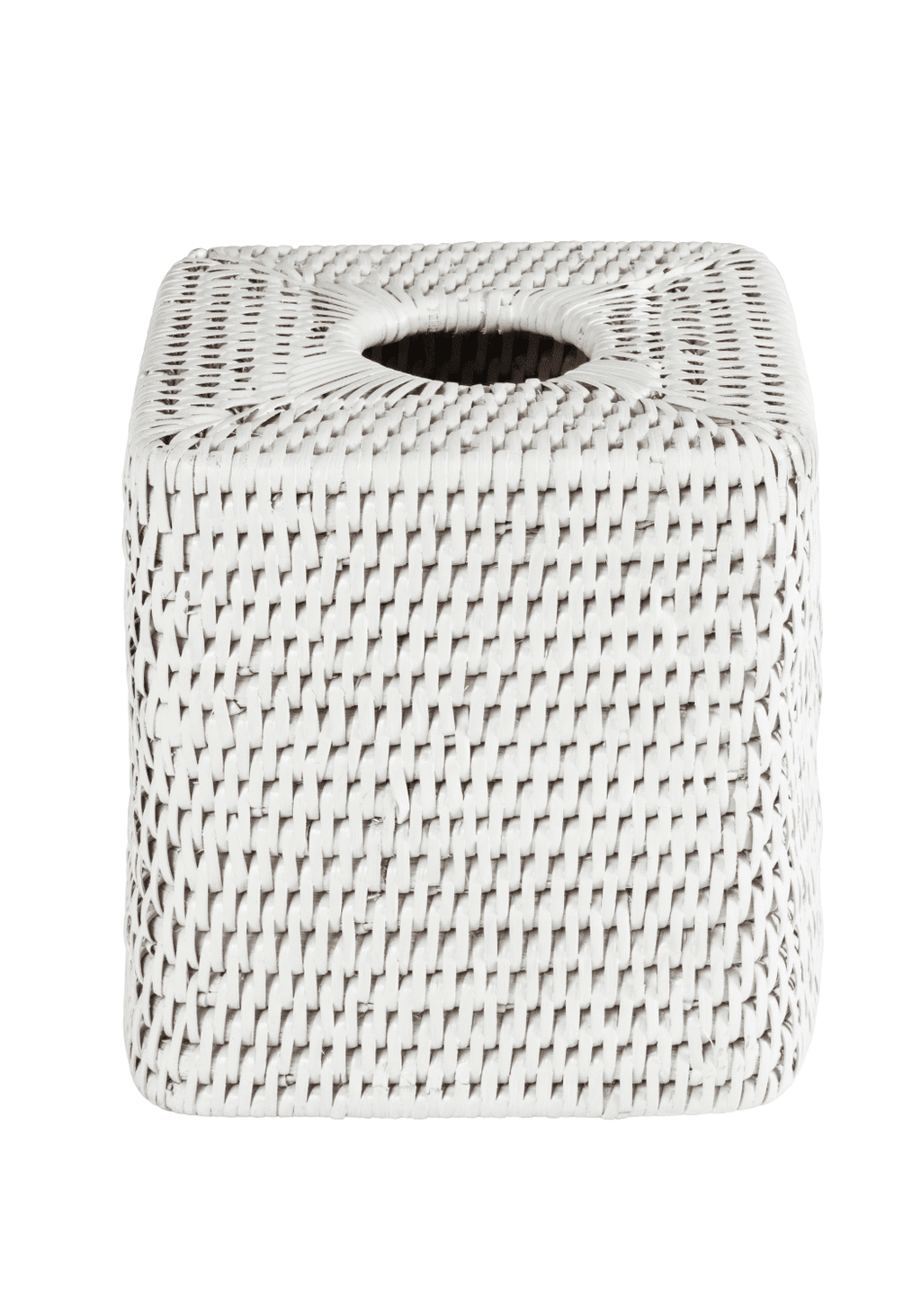 Rattan Tissue Box Cover - White