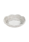 Saratoga Round Rattan Scalloped Tray - White