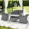 Outsunny 4 PCS Rattan Garden Furniture, Padded Cushions Conversation Sofa Set