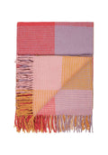 Wool Waffle Blanket In Orange/Pink Check